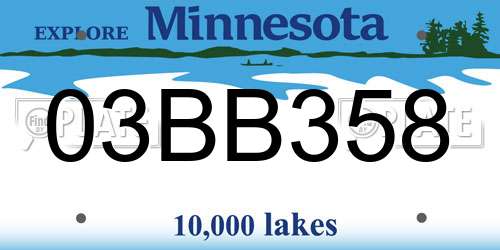 03BB358 Minnesota License Plate