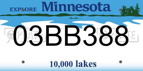 03BB388 Minnesota License Plate