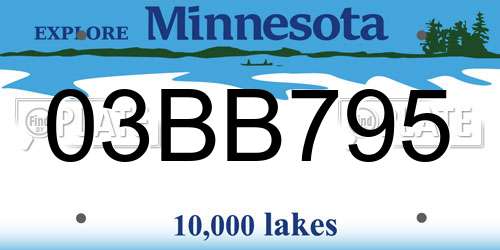 03BB795 Minnesota License Plate