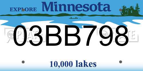 03BB798 Minnesota License Plate