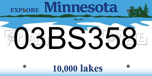 03BS358 Minnesota License Plate