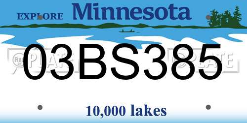 03BS385 Minnesota License Plate