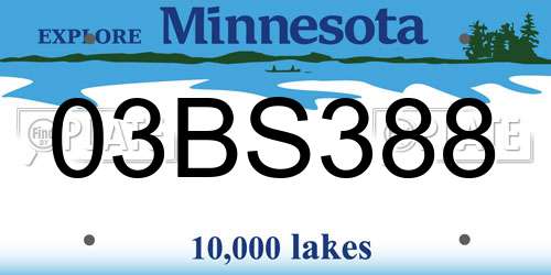03BS388 Minnesota License Plate