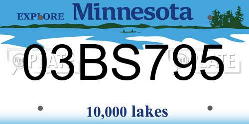 03BS795 Minnesota License Plate