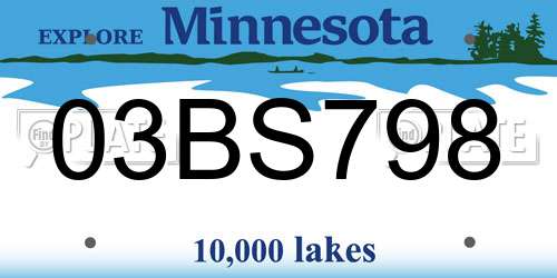 03BS798 Minnesota License Plate