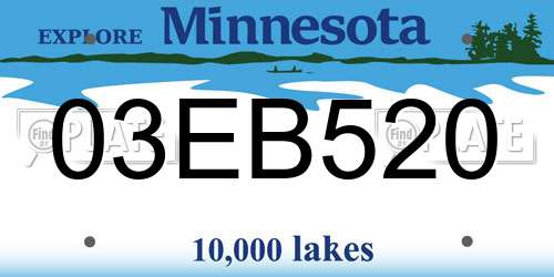 03EB520 Minnesota License Plate