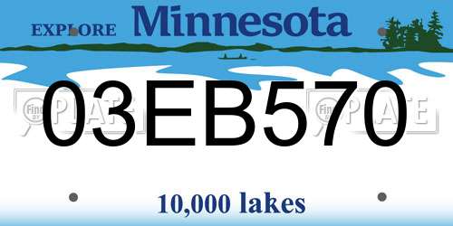 03EB570 Minnesota License Plate