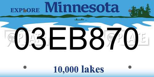03EB870 Minnesota License Plate