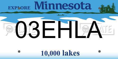 03EHLA Minnesota License Plate