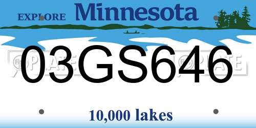 03GS646 Minnesota License Plate