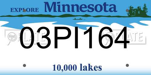 03PI164 Minnesota License Plate