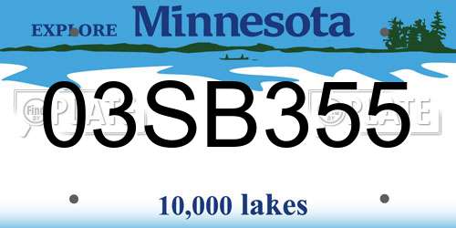 03SB355 Minnesota License Plate