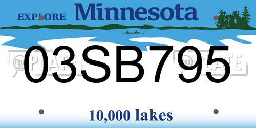 03SB795 Minnesota License Plate