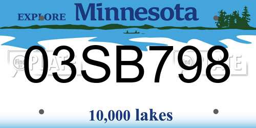 03SB798 Minnesota License Plate