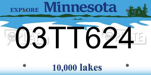 03TT624 Minnesota License Plate
