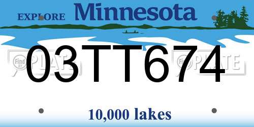03TT674 Minnesota License Plate