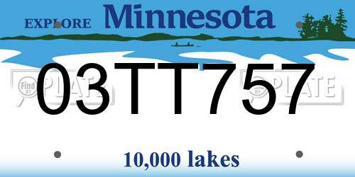 03TT757 Minnesota License Plate