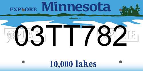 03TT782 Minnesota License Plate