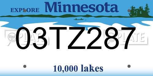 03TZ287 Minnesota License Plate