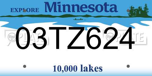 03TZ624 Minnesota License Plate