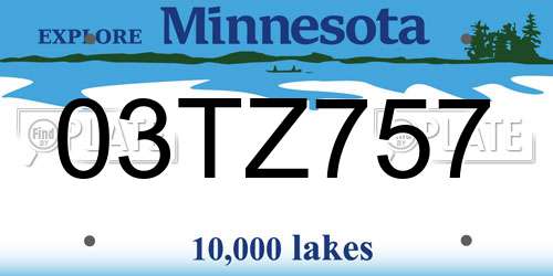 03TZ757 Minnesota License Plate