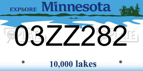 03ZZ282 Minnesota License Plate