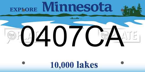 0407CA Minnesota License Plate