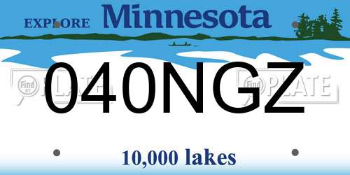 040NGZ Minnesota License Plate