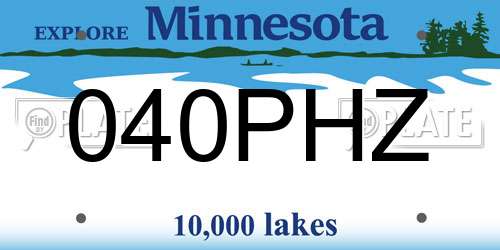 040PHZ Minnesota License Plate