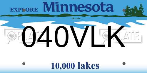 040VLK Minnesota License Plate