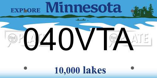 040VTA Minnesota License Plate