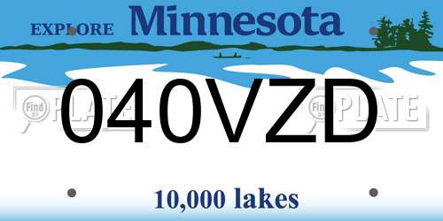 040VZD Minnesota License Plate