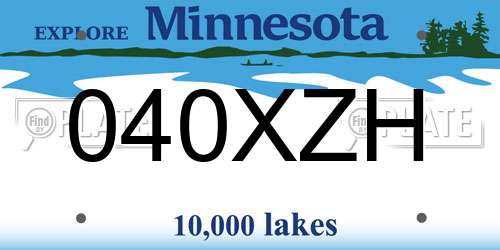 040XZH Minnesota License Plate