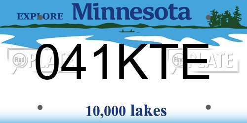041KTE Minnesota License Plate