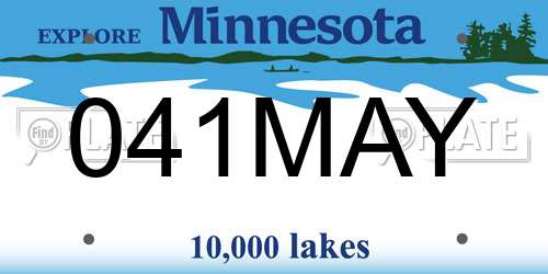 041MAY Minnesota License Plate