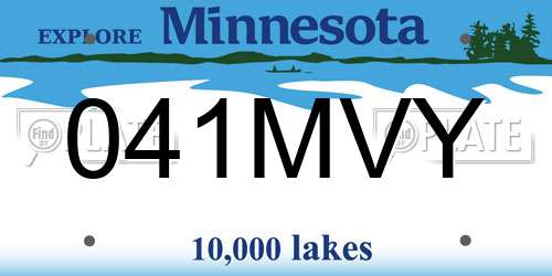 041MVY Minnesota License Plate
