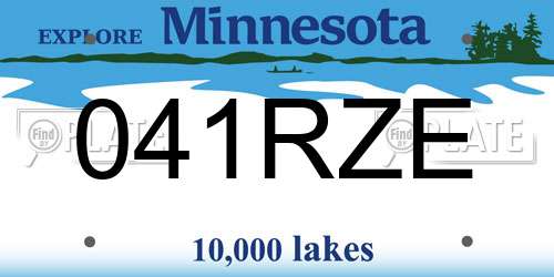 041RZE Minnesota License Plate