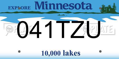 041TZU Minnesota License Plate
