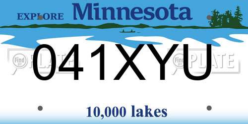 041XYU Minnesota License Plate