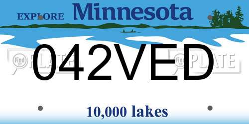 042VED Minnesota License Plate