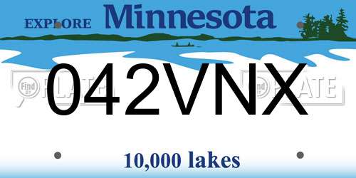 042VNX Minnesota License Plate