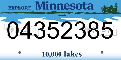 04352385 Minnesota License Plate
