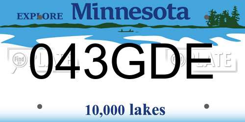 043GDE Minnesota License Plate
