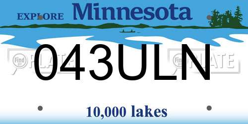 043ULN Minnesota License Plate