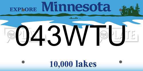 043WTU Minnesota License Plate