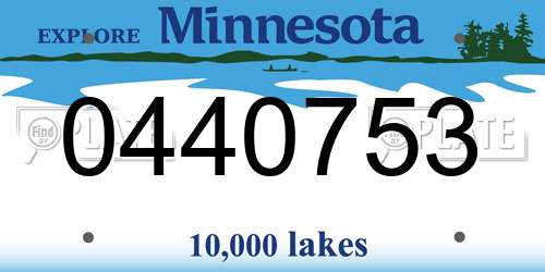 0440753 Minnesota License Plate