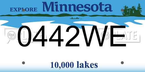 0442WE Minnesota License Plate