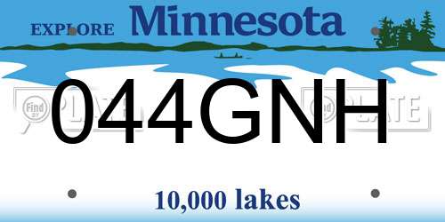 044GNH Minnesota License Plate