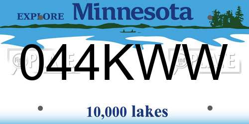 044KWW Minnesota License Plate