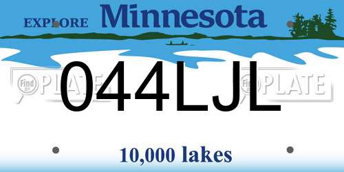 044LJL Minnesota License Plate
